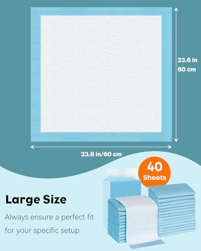 Pawfly 40 Sheets Disposable Bird Cage Liners, 23.6" x 23.6", Super Absorbent Leak-Proof Bird Cage Paper Liners Cuttable Birdcage Liners Parakeet Cage Liners Cushion Pad Mat Accessories for Pet Animals