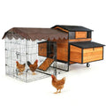 GUTINNEEN Extra Large Mobile Chicken Coop with Run for 6-8 Chickens, Portable Chicken Tractor with Wheels, 76.7" L All-Around Iron Frame Outdoor Hen House, Metal Sliding Tray & 6 Nesting Boxes