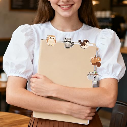 MAYJOYDIY 24Pcs 12 Styles Woodland Animal Acrylic Chip Clips Owl Hedgehog Deer Raccoon Fox Bag Sealer Sealing Closures Cute Koala Rabbit Monkey Squirrel Bag Clips for Food Storage Airtight Seal Grip - style: Animals