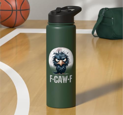 F-Caw-F Black Crow Black Bird Funny Crow F-Caw-F Stainless Steel Insulated Water Bottle - color: Dark Green
