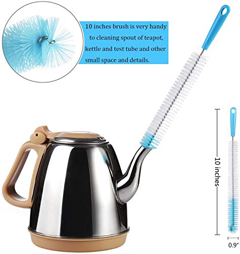 ALINK 8-Pack Bottle Cleaning Brush Set - Long Handle Bottle Cleaner for Washing Narrow Wine/Beer Bottle, Thermos, Hummingbird Feeder, Sport Well, Plus Kettle/Straw Brush - color: Blue