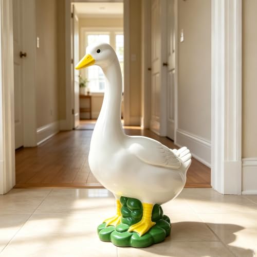 Porch Goose Statue,20" Large Resin Figurine Indoor & Outdoor Garden Decor | Porch Duck Weatherproof Ornament for Patio, Lawn & Yard, Ideal Housewarming & Birthday Gift for Mom, Women & Men - style: goose
