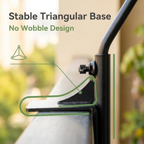 Heavy Duty Deck Hook,360 ° Rotating Design,Pole 15”Long Metal Deck Railing Hooks for Hanging Bird Feeders,Planters,Suet Baskets,Lanterns,Wind Chimes,Clamp Mounted,Only Deck Hook