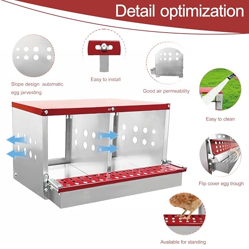 XINYI Chicken Nesting Boxes for Laying Eggs,Metal Coop for 2 Chickens,Roll Away Nesting Boxes,Easy Egg Collection,Brooder Box for Rabbit,Squirrel,Parakeet,Owl,Cockatiel,Robin - size: 22.0"L x 13.0"W x 12.6"H