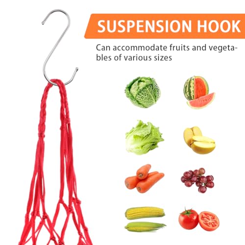 4pcs Chicken Vegetable Hanging Feeder Polyester Chicken Vegetable String Bag with Metal Hooks in Coop Veggies Holder Feeding for Poultry, Hens, Duck(4 Colors)