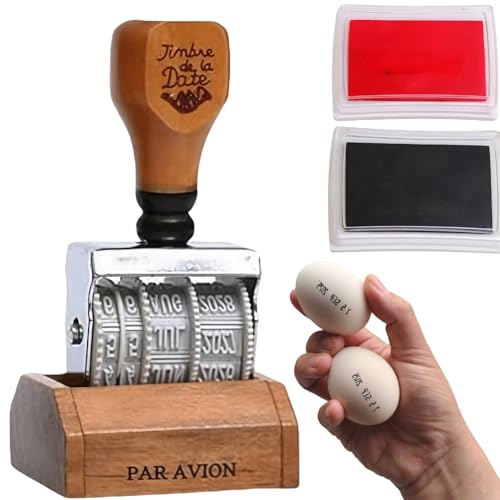 Egg Date Stamp for Fresh Eggs - Date Stamper Farm Stand Supplies | Egg date stamp kit: date stamper + egg stamps for fresh eggs. Farm stand supplies favorite. - color: Brown