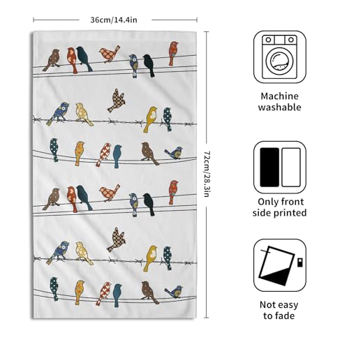 Rowley Birds Hand Towels Set of 2,14 x 28 Inch Colorful Boho Cute Farmhouse Country Nature Modern Ultra Soft Tea Towel for Hotel Gym Home Bathroom Kitchen Decor - color: Birds