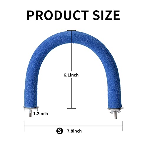 FrgKbTm U Shape Parrot Perch Stand Toy Bird Platform Sand Paw Grinding Clean Stick Exercise Conure Budgie Cockatiel Cage Accessories (Small-Blue)