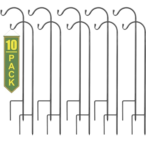 Sorbus Shepherds Hooks for Outdoor - Set of 10 Extendable Garden Planter Stakes for Bird Feeders, Outdoor Décor, Plants, Lights, Lanterns, Flower Baskets and More! Supports Up to 6.5 Lbs. (10 Pack) - size: 10 Pack