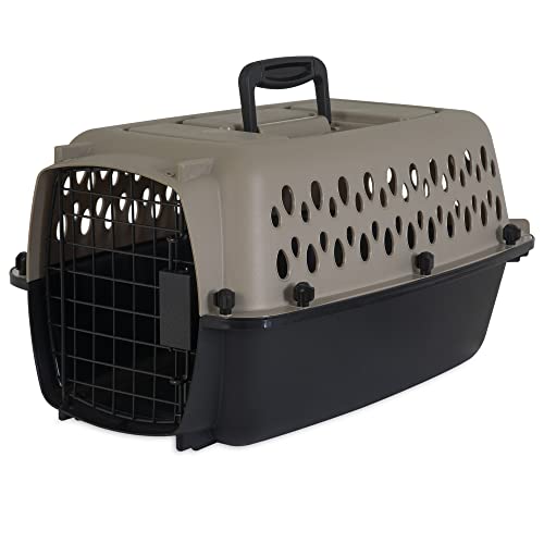 Petmate Vari Dog Kennel Portable Airline-Friendly Carriers & Crates for Small Dogs and Puppies, Durable Plastic, Pet Carrier For Home and Travel, XS Extra Small 19" For Dogs Up To 10 Lbs, Taupe - size: 19.0"L x 12.5"W x 10.8"H