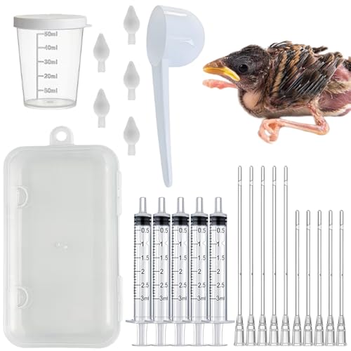 Baby Bird Feeding Syringe Kit,Hand Feeding Syringe for Birds,Pet Syringe Feeding Tool, Parrot Feeding Tubes Set for Small Baby Birds Pet Kittens (B) - color: B