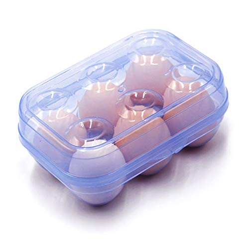 JAMOR 6 Grid Egg Storage Box Refrigerator Crisper Egg Protection Box Portable Egg Carriage Container For Camping Picnic Essential (Blue) - color: Blue