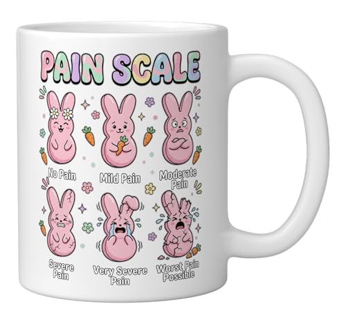 Funny Nursing Bunny Eggs Medical Pain Scale Easter Nurse Ceramic Mug, White - color: White