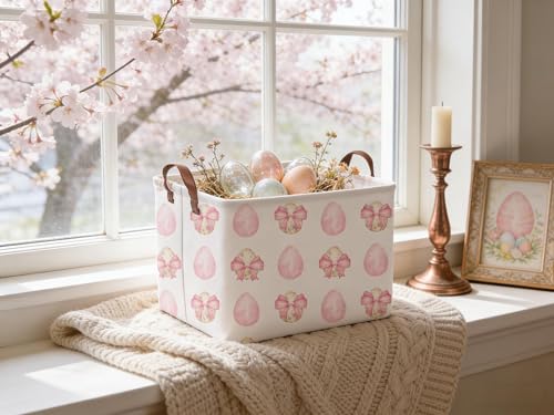Rectangular Bow Easter basket,Easter basket empty,Storage Basket for baby Bedroom,Toy Gift Organizerm,Kids Storage Bin,Gift baskets,Easters Home Decor(Bow egg) - color: Bow egg