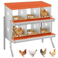 GarveeTech Chicken Nesting Box with Legs, 6 Compartment Metal Hen House, Elevated Design for Cleaner Eggs, Easy Egg Collection & Durable Poultry Nesting Solution - size: Green-6 Compartments with legs