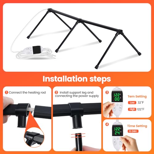 Heated Chicken Perch, Prevents Frozen Toes, Chick Warm Coop Accessories | Heated Roosting Bar for Chickens|Adjustable Temperature Heating Post for Chicken| Warming Chick Heater 2 Sections