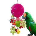 Pullable Bird Plastic Ball Toys with Acrylic Pacifiers and Flowers, Colorful Parrot Toys for Medium and Large Parrot Quaker Monk Parakeet Sun Conures (Rose red) - color: Rose red