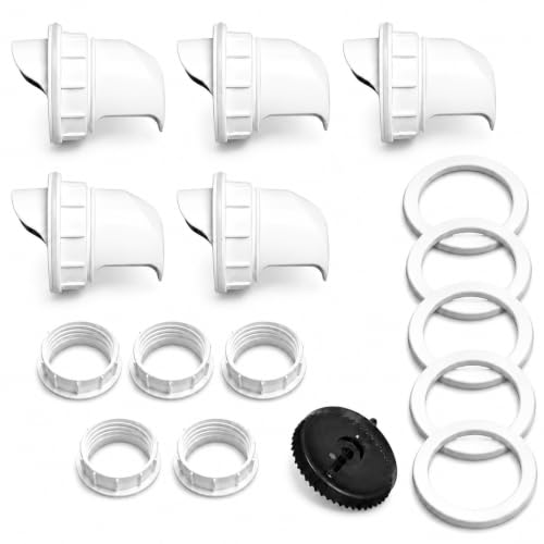 Poultry Pro DIY Chicken Feeder Port Kit - 5 Ports, Weatherproof Seals, Bushings & Hole Saw, PVC Gravity Feeder, Use for Buckets, Barrels, Bins & Troughs, No Waste Chicken Feeders (Bucket NOT Included) | As Seen on Shark Tank, Gravity Fed Chicken Feeder, f