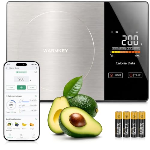 Smart Nutrition Food Scale with App - 1g Precision Digital Kitchen Scale, Tracks Calories & 24 Nutrients, Macros, Fat & Protein for Keto, Fitness & Meal Prep, 11lb/5kg with Tare Function