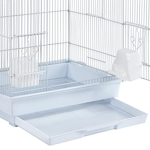 Yaheetech 39-inch Roof Top Medium Parakeet Bird Cages for Cockatiels Conures Finches Budgies Canaries Lovebirds Parakeets Green Cheek Small Birds Parrots, Travel Flight Birdcage w/Toys, White - color: White