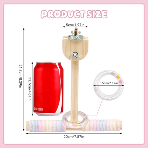 Bird Cage Accessories, Wooden Swing Perch Toy with Rope and Plastic Circle, Parakeet Toys, Bird Toys for Budgies, Cockatiels, Lovebirds, Green Cheeks, Small to Medium Birds