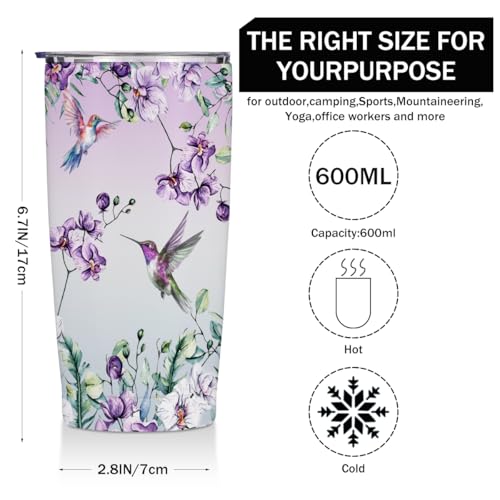 Hummingbird Gifts for Women 20 oz Tumbler, Birds Stainless Steel Insulated | Bird Themed Insulated Travel Coffee Mugs Water Bottle, Hummingbirds Lover Gifts for Women Mom Christmas Birthday Gift - color: Multi 1539