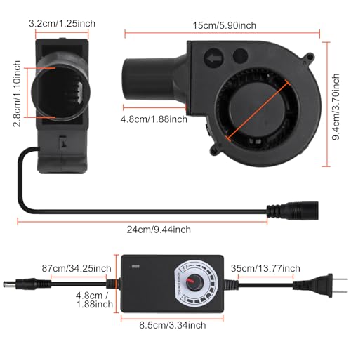 97mm x 33mm BBQ Fan 12V Blower with 110V/120V Variable Speed Controller Centrifugal 97mm/3.81in Air Mover Blower for Camping Quick Charcoal Starter, Outdoor Barbecues Fire Bellow, Camping Cooking - size: 9733-1pcs