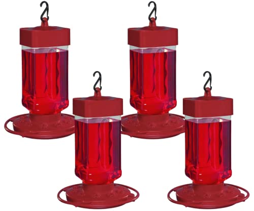 Hummingbird Feeder 32 oz [Set of 4] Plastic Hummingbird Feeders for Outdoors - Humming Bird Feeders - 10 Feeding Ports - Wide Mouth for Easy Filling/2 Part Base for Easy Cleaning