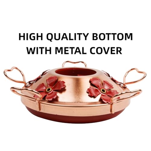 WOSIBO Hummingbird Feeder Replacement Bottom Base Replacement Part Includes Red Plastic Base Metal Top and Brushes (Copper) - color: Copper