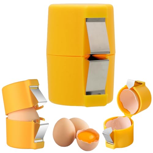 Egg Cracker Tool | Easy Shell Egg Opener | Handheld Egg Seperator Tool | Perfect for Baking, Scrambled Eggs & Omelets – No Mess, No Shell Pieces (Yellow - 1 Pc) - color: Yellow - 1 Pc