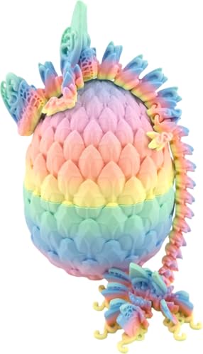 3D Printed Articulated Pastel Rainbow Butterfly Dragon, Home/Office/Desktop Decor, Flexible Sensory Toy, Unique Gift, Insect Lover Gift. (9.5 Inch Dragon with Dragon Scale Egg) - style: 9.5 Inch Dragon with Dragon Scale Egg