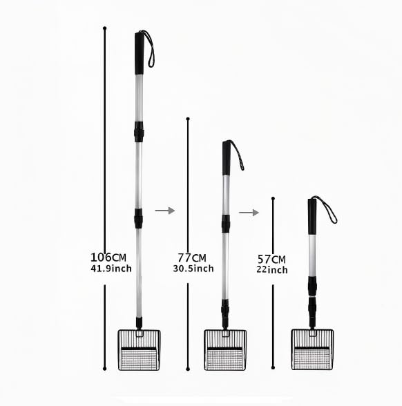 Adjustable Metal Poop Scoop- 3-in-1 Design as Scooper & Rake, Litter Sifting Shovel for Cleaning Chicken Coops, Farms, Stables, Sheep Pens, and Cat Litter