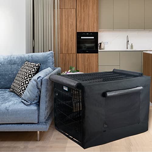 PETSFIT Dog Crate Cover,42 Inch Cover for Wire Dog Kennel, Single Door, Mesh Window, Flap On the Top and Back is Detachable，Black - size: 42.5"L x 28.0"W x 30.0"H