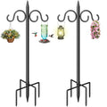 Double Shepherds Hooks for Outdoor, 108 Inch Heavy Duty Bird Feeder Pole with 5 Prongs Base, Adjustable Shepherds Hook for Bird Feeder, Garden, Weddings, Hanging Plant, 2 Pack - size: 108 Inch