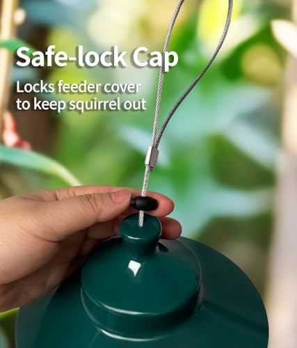 Squirrel Proof Bird Feeders for Outdoor: 4.8LB Large Capacity Hanging Bird Feeder, Weight-Activated Mechanism Wild Bird Feeders, Chew-Proof Metal Birdfeeder for Finch Cardinal Chickadee - color: Blue