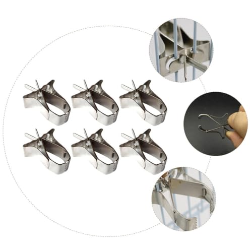 ULTECHNOVO 6pcs Stainless Steel Multi-Function Food Clips Portable Bird Cage Fruit Vegetable Holders Easy to Carry and Store Household Use