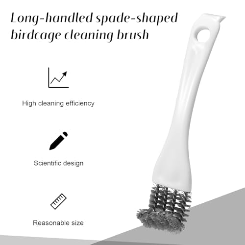 3pcs Bird Cage Brush Cleaner, Stainless Steel Bird Cleaning Brush Durable Droppings Removal Tool for Pet Parrot Fowl Cage Cleaning Accessory
