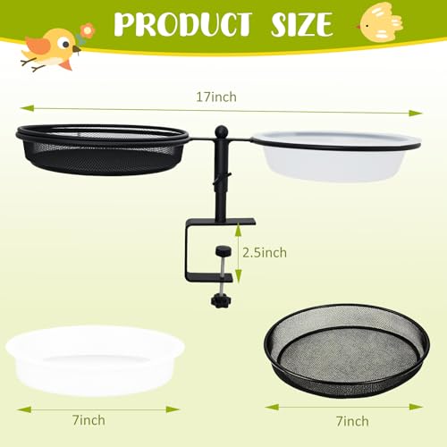 Bird Feeder for Apartment Balcony with Food Tray and Water Bowl | Metal,Detachable and Adjustable Balcony Bird Feeder,Round