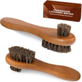 Dual-Bristle Horsehair Laundry Stain Brush Set (2pcs) - Gentle & Tough Scrubbing for Clothes, Fabrics, Shoes - Pre-Wash Spot Treatment Tool