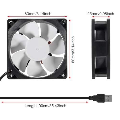 2PCS 80mm 8cm LED Blue Computer Case Cooling Fan 80x80x25mm USB 8025 5V USB Cooling Fan PC Computer CPU Cooling Fan - color: 2PCS 5V USB LED