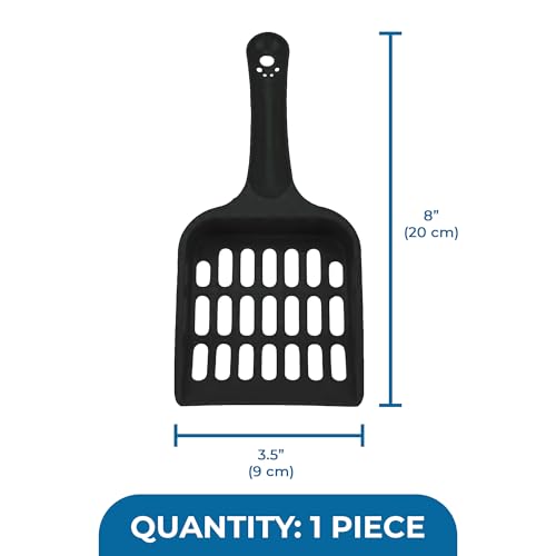 SunGrow Cat Pellet Scoop, Black Sifter and Poop Lifter, Pet Litter Box Maintenance, Plastic Shovel with Wide Slats, Kitten Scooper for Pine Pellets, Convenient Hanging Hole for Quick Storage, 8x3.5