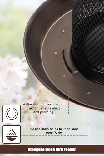 Gtongoko Finch Feeders for Outside All Metal Mesh Tube Bird Feeder Copper | 2.5 LB Hanging Bird Feeder for Nyjer & Thistle Seed, Weather-Resistant Lid, Easy Refill & Cleaning, Closed Metal Ring - color: Copper-0.24"