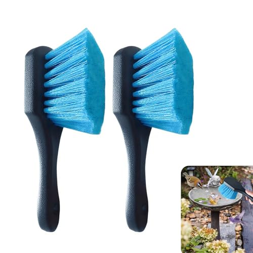 2 Pcs Bird Bath Brushes，Bathtub Cleaning Brush，Hummingbird Feeder Cleaning Brushes，Fountain Cleaner Safe for Birds and Cage，Concrete Bird Baths for Outdoors (Soft Brush with Big Brushing Surface) - style: Soft Brush