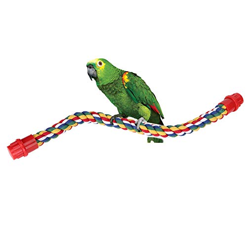 Bird Rope Perch, Colorful Bendable Chewable Cotton Ropes Perch Stand for Parrot Budgie Parakeet Cockatiel Conure Lovebird Finch Canary (S)