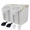 Large Flour Storage Container Bin 25lb, 2Pack Airtight Rice Storage Containers with Wheels Seal Locking Lid, BPA Free with Measuring Cup&Scoop for Flour, Rice, Grain(Gray) - color: Gray 2Pack 25Lb