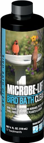 Microbe-Lift Bird Bath Clear Two-in-One Water Cleaner – 4 Oz – Safe for Birds, Fish & Frogs – Cleans Outdoor Birdbaths & Fountains – Natural Formula, Prevents Stains & Cloudiness - size: Birdbath Clear 4-Ounce