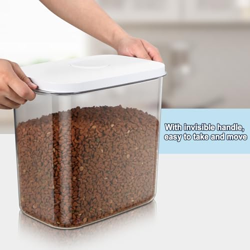 12 lbs Airtight Dog Cat Food Storage Container and Dog Treat Containers BPA-Free, PET Clear Stackable Pet Storage Bin, 1-Cup Scoop, 1-Sponge cleaning brush, Pop Top, With handle, Easy Mobility-large - color: White Large (12L-1Pack)
