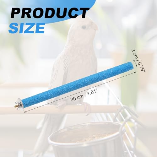 Bird Perch Stand, Colorful Paw Grinding Stick, Wood Rough-surfaced Perch Parrot Stand 30 x 2 Cm, (Blue, 2 Pcs), Intended for Home/Animal Parks/Pet Stores - color: Blue, size: 30 x 2 cm / 11.81 x 0.71 inch
