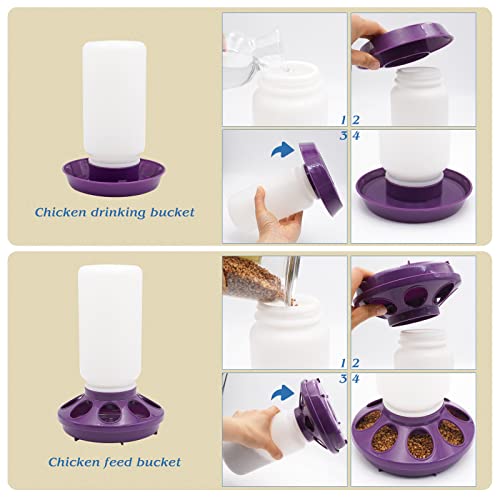 2 in 1 Chick Starter Set, 0.3Gal Feeder & 0.3Gal Waterer Set Purple | Chick Feeder and Waterer, Quail Feeder, Duck Feeder, Poultry Waterer, Chicken Feeder and Waterer Set, Baby Chicken Supplies - color: Purple