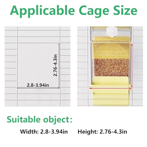Hamiledyi Automatic Bird Feeder No Mess Bird Cage Feeder Transparent Acrylic Parrot Seed Food Container with Perch Cage Accessories for Parakeet Finch Lovebirds Budgies Canary (Yellow) - color: Yellow Transparent